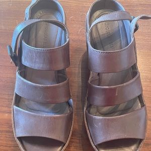 Chocolate Blu Leather Wedges